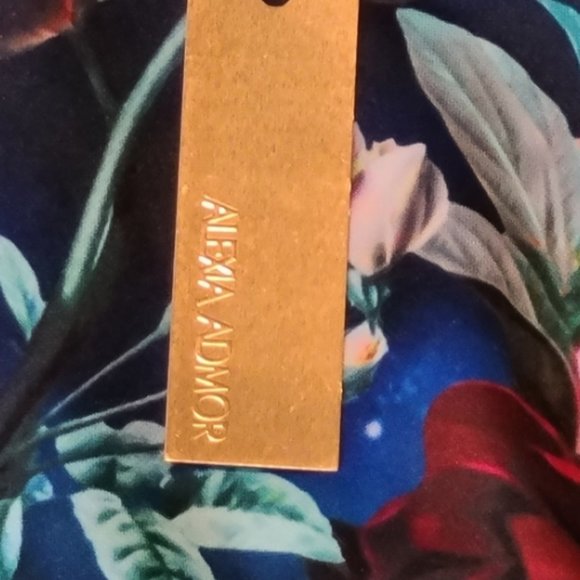 Alexia Admor Dress Ruffle Asymmetrical Floral Stretch Scuba Sleeveless SZ 14 - Picture 9 of 13